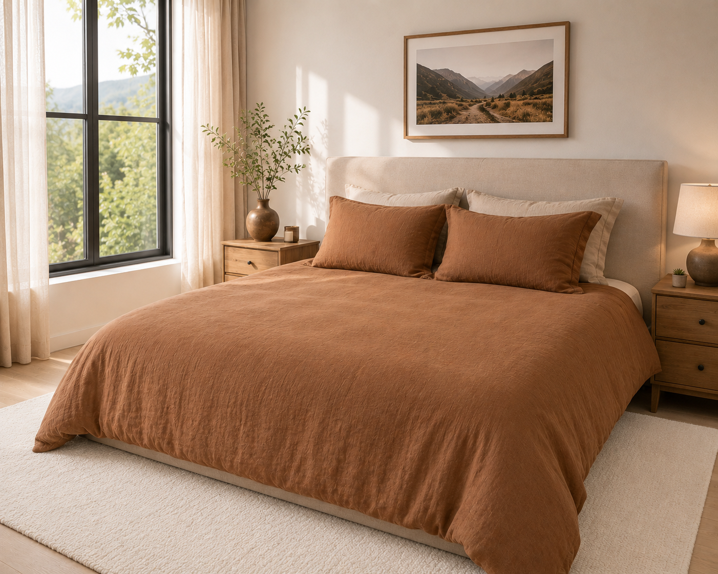 Rust-Brown Belgian Linen Duvet Cover | 100% Belgian Flax Linen | Nest Essentials Canada