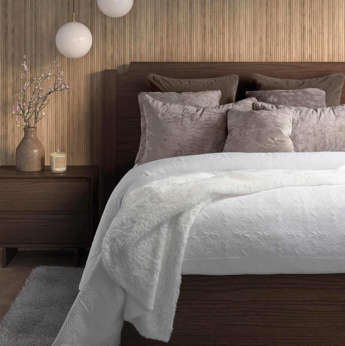 Carmen White Vintage Quilt by Brunelli - white cotton quilt, Nest Essentials Canada
