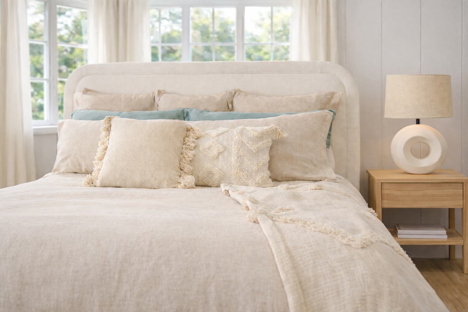 Boho Tassel Pillow Cover: Neutral Woven Cotton, 18x18