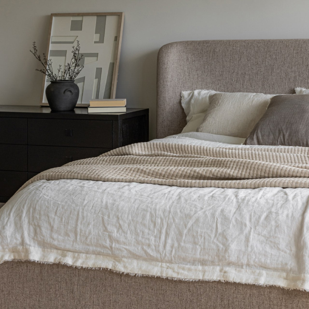 Faye Queen Bed Short - Taupe - King