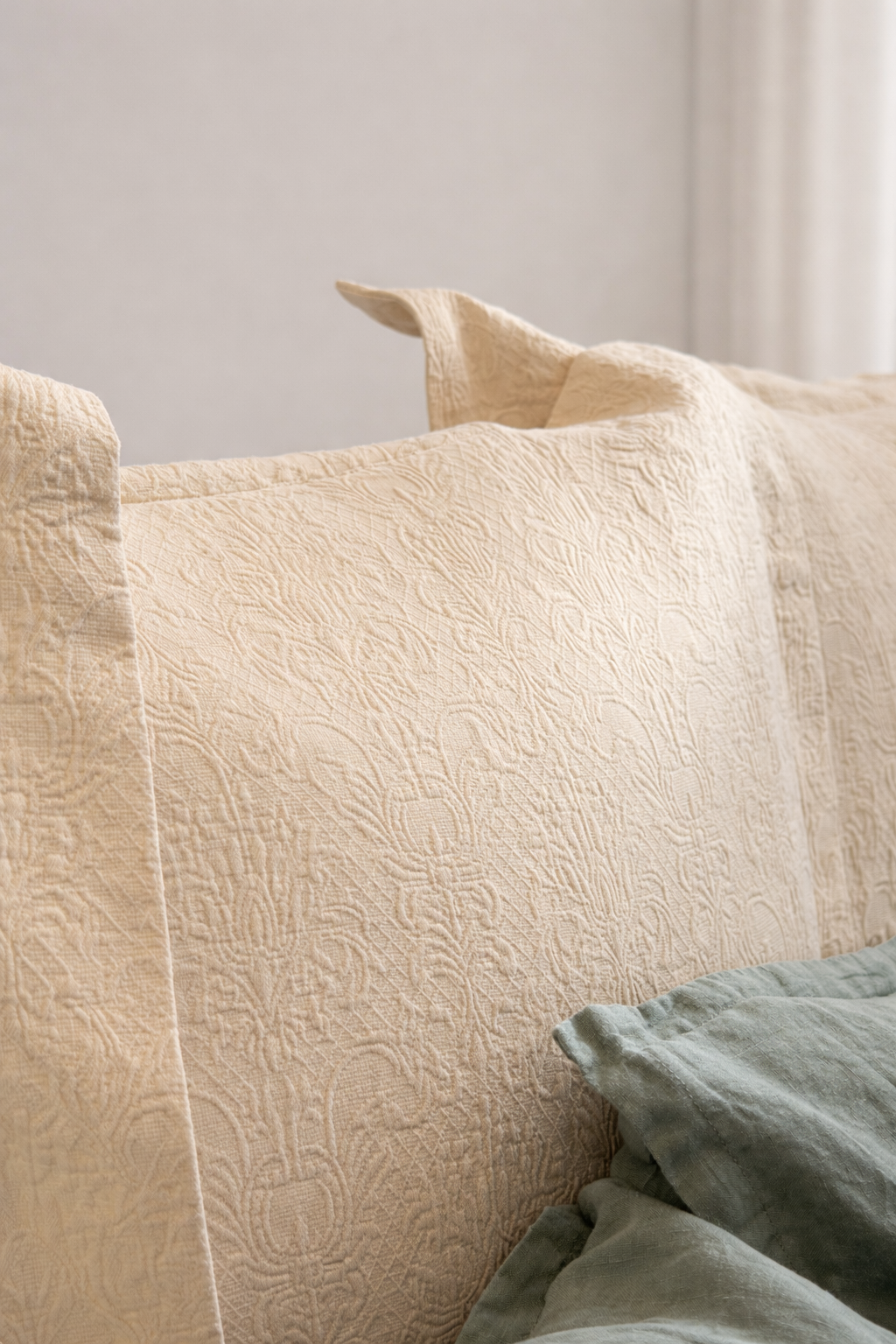 Floral Matalease Jacquard Duvet Cover Set - Natural Cotton Color - 100% Cotton