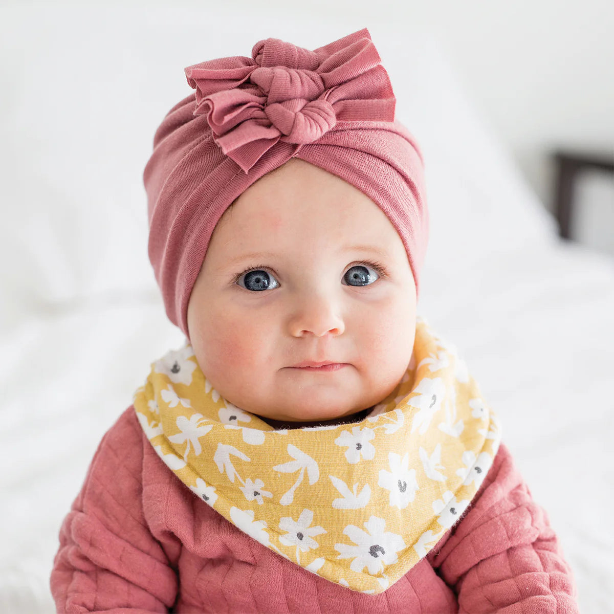 Yellow Wildflowers & Dots - Bandana Baby Bibs