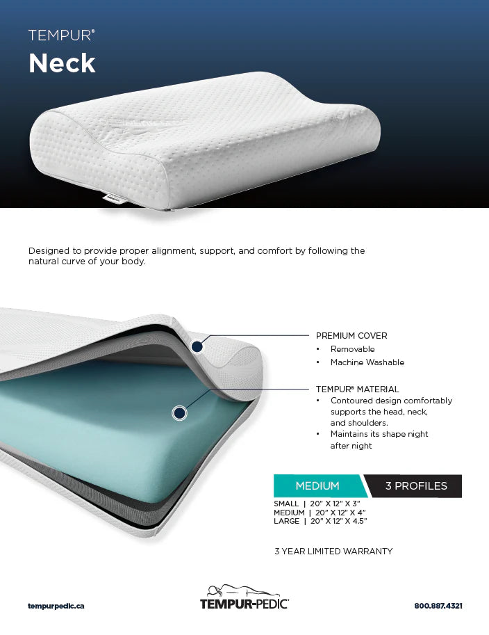 TEMPUR-Pedic® Neck Pillow – Pillow for Neck Pain Relief (Official Canadian Stock)