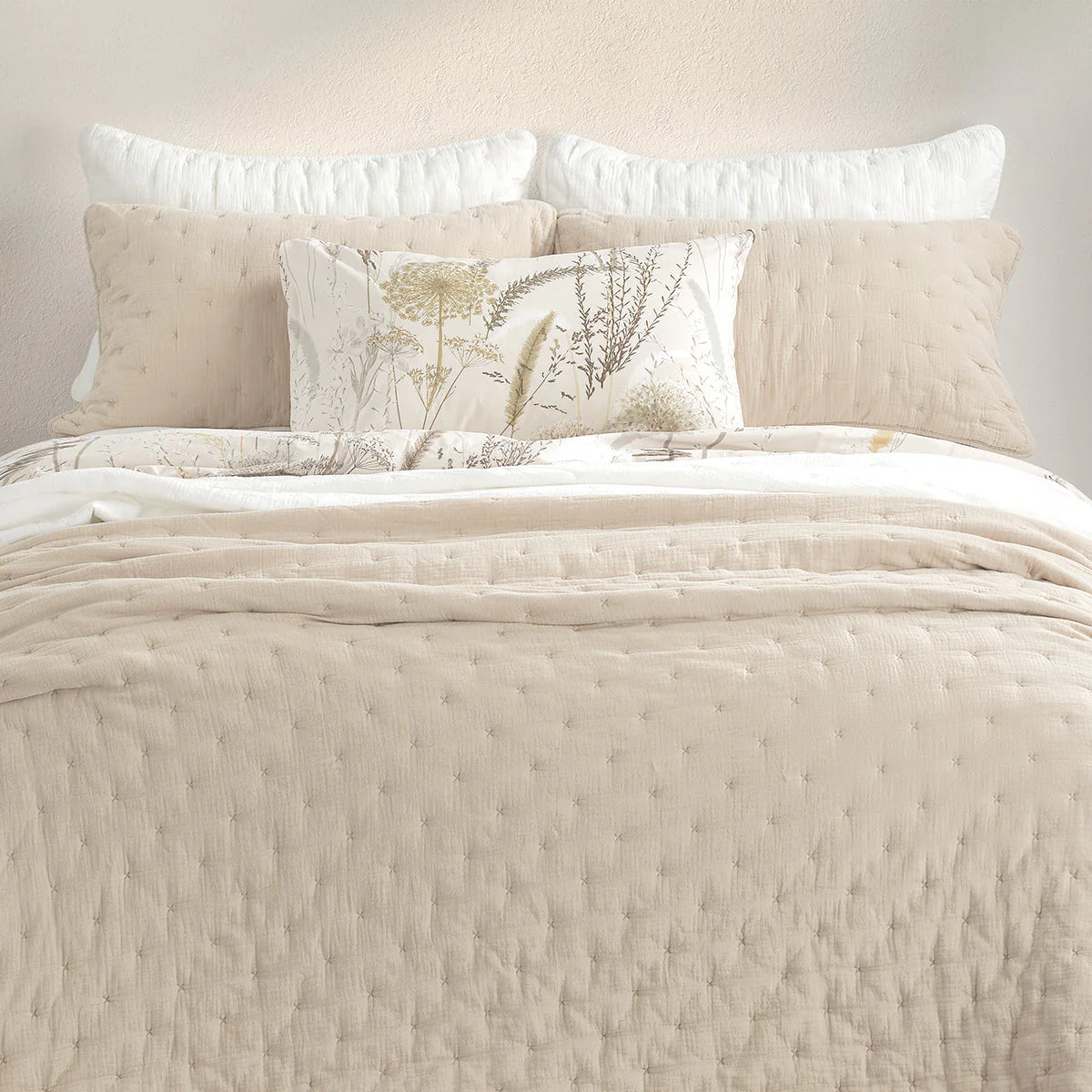 MUSLIN COTTON SOLID NATURAL/BROWN QUILT