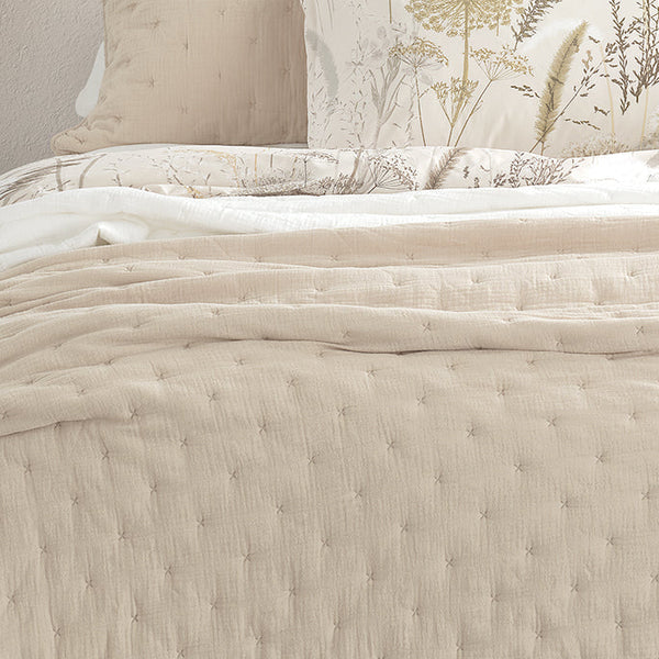 MUSLIN COTTON SOLID NATURAL/BROWN QUILT
