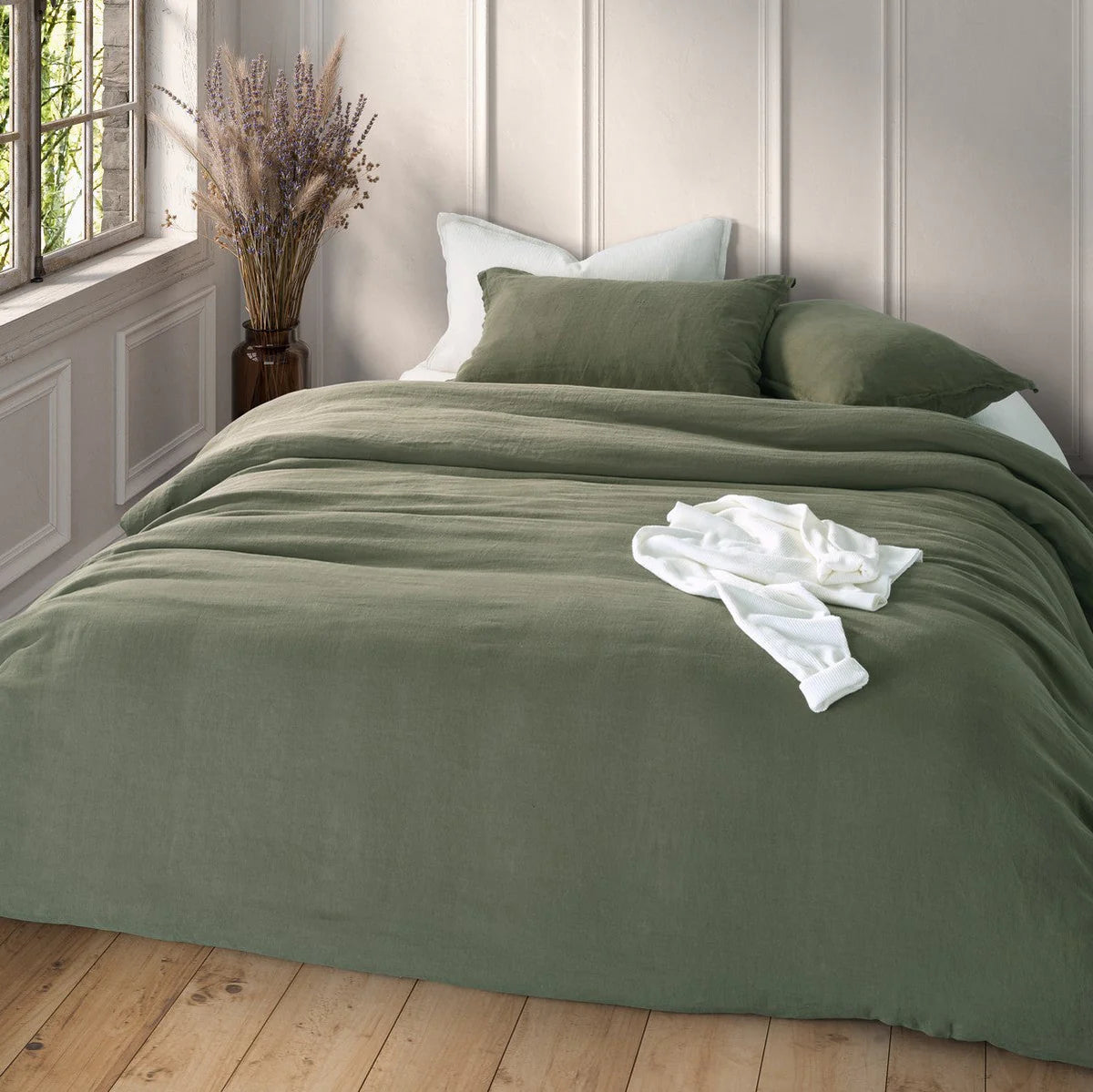 Linen Duvet Cover – Olive Green - 100% Belgian Linen