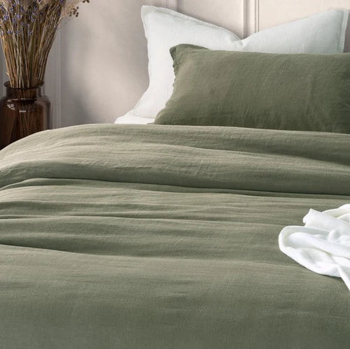 Linen Duvet Cover – Olive Green - 100% Belgian Linen