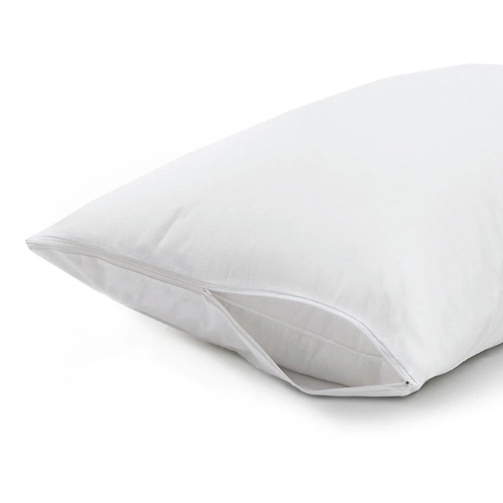 Shield Pillow Protector – 100% waterproof, bed bug proof & anti-microbial. Soft cotton feel, fully zippered, Oeko-Tex certified. Queen & King sizes.