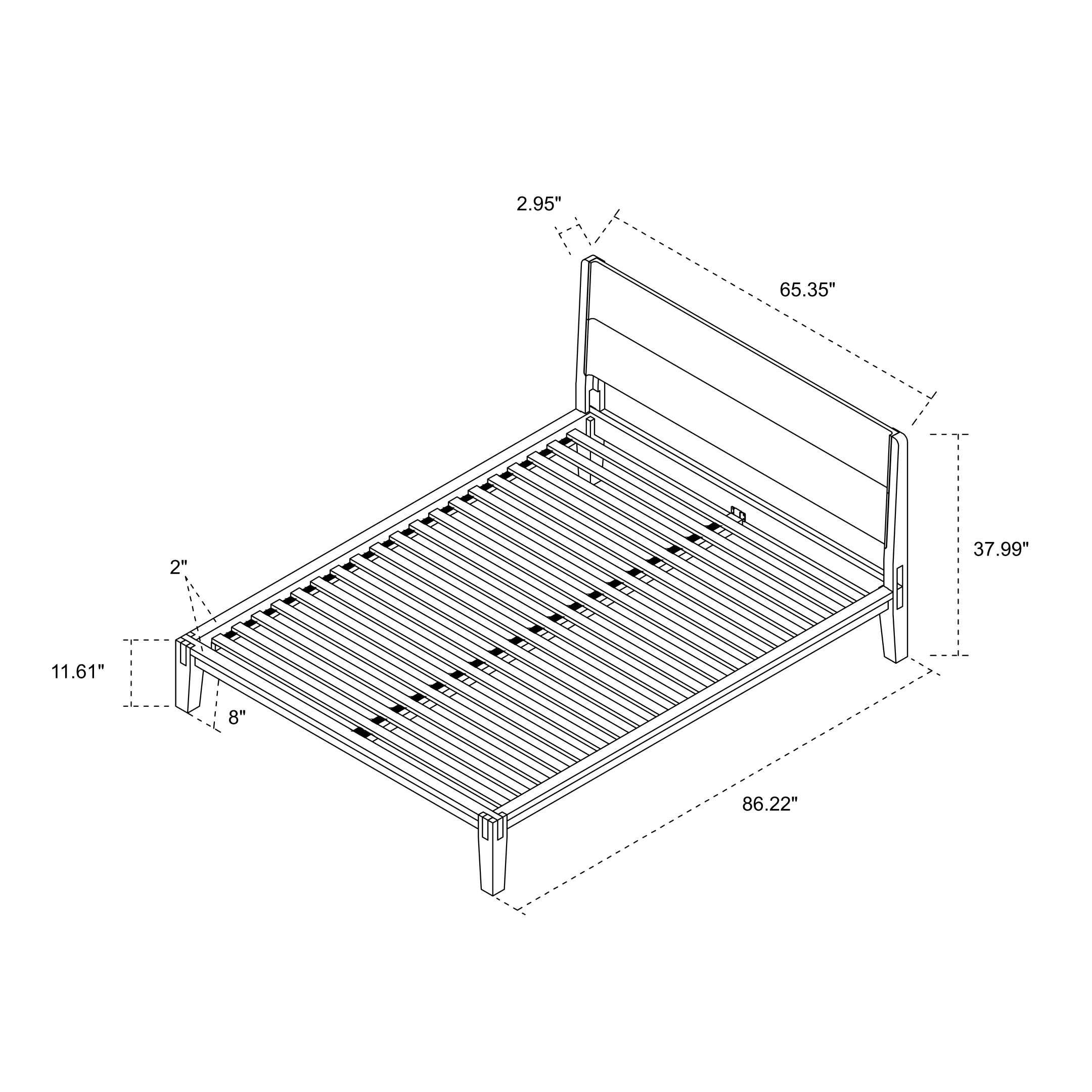Luna Wood Tool-Free Double Bed - Coffee