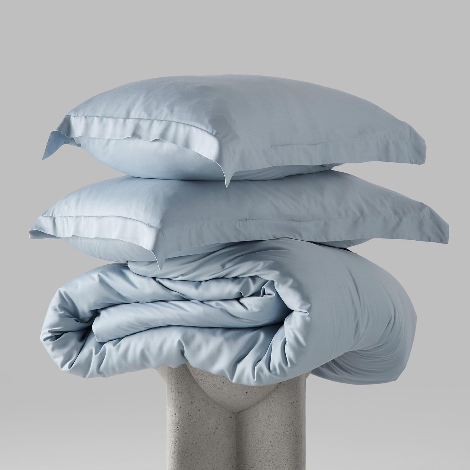 Hush Cotton Sateen Duvet Cover Set | King | Includes One Duvet Cover, and Two Shams | Soft | 400 Thread Count Cotton Sateen Weave | Artic Blue