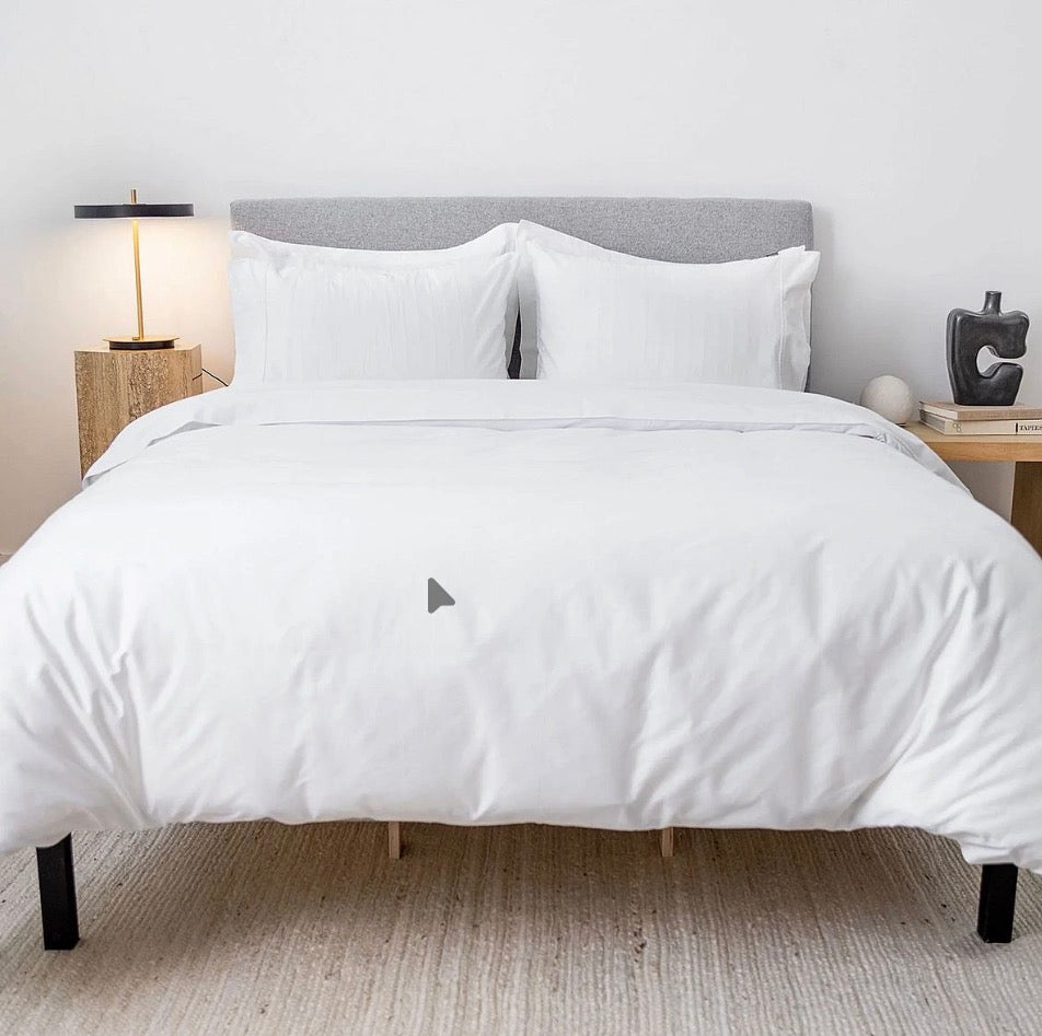 Hush Cotton Sateen Duvet Cover Set | King | Includes One Duvet Cover, and Two Shams | Soft | 400 Thread Count Cotton Sateen Weave | White