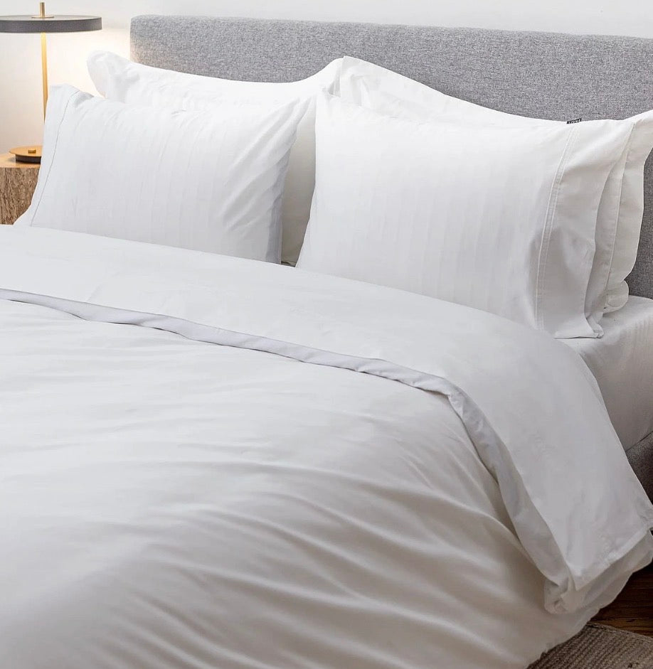 Hush Cotton Sateen Duvet Cover Set | King | Includes One Duvet Cover, and Two Shams | Soft | 400 Thread Count Cotton Sateen Weave | White