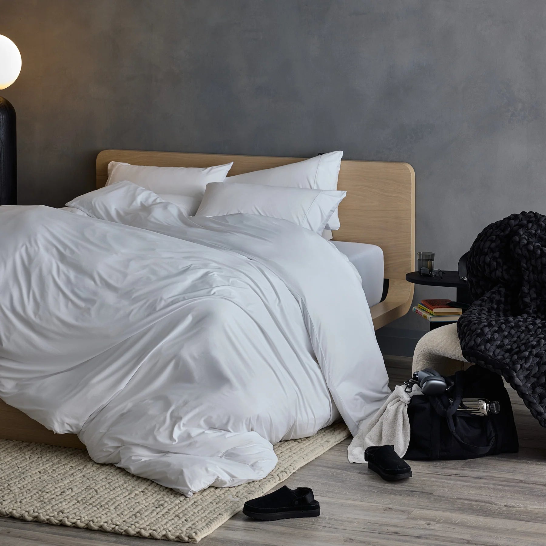 Hush Cotton Sateen Duvet Cover Set | King | Includes One Duvet Cover, and Two Shams | Soft | 400 Thread Count Cotton Sateen Weave | White