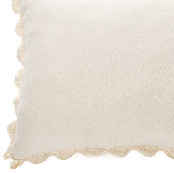 IVORY CREAM SUEDE RECTANGULAR DECORATIVE PILLOW
