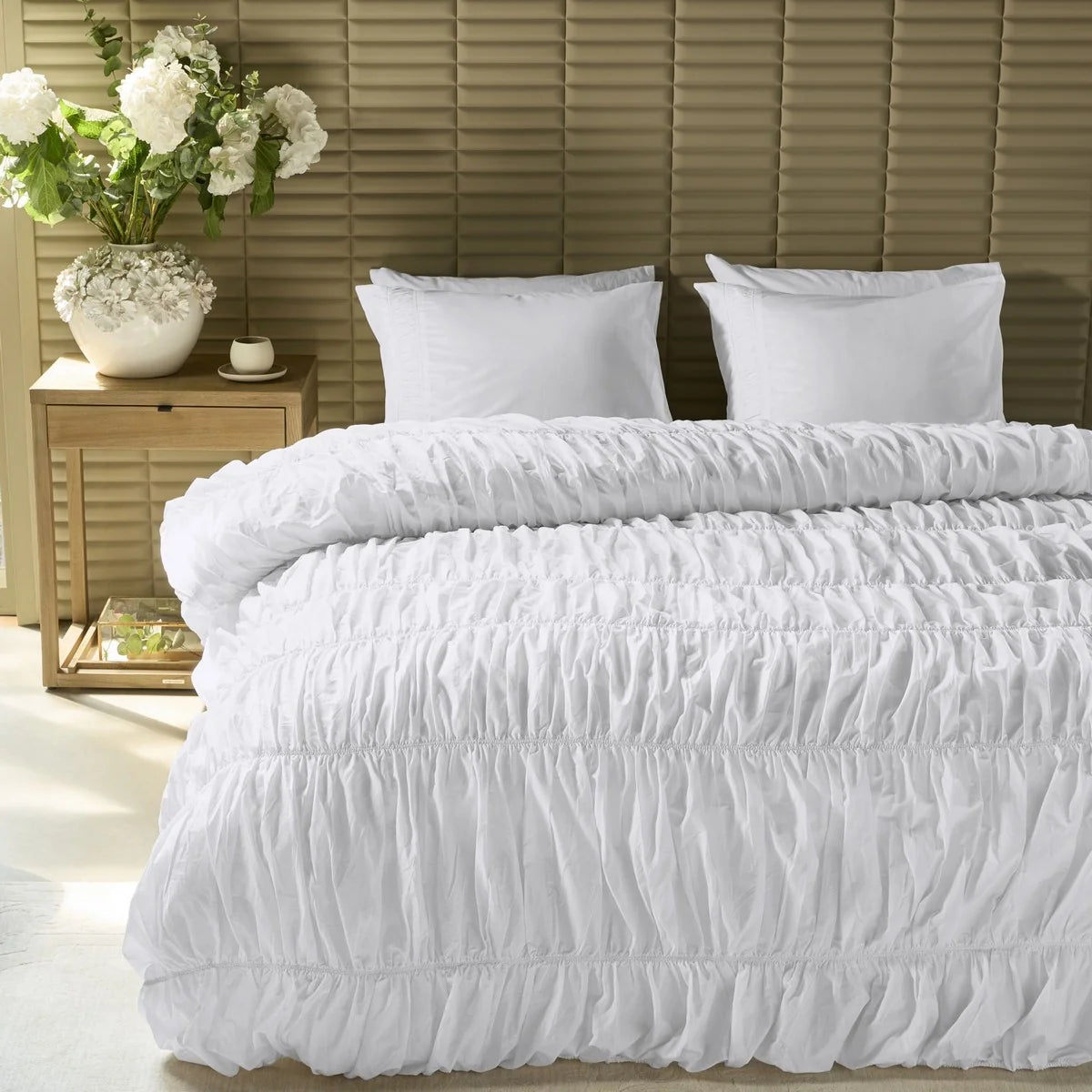 RUFFLE ROMANTIC WHITE DUVET COVER