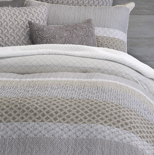 ETHAN MODERN LOOK GREY AND TAUPE QUILTED DUVET COVER