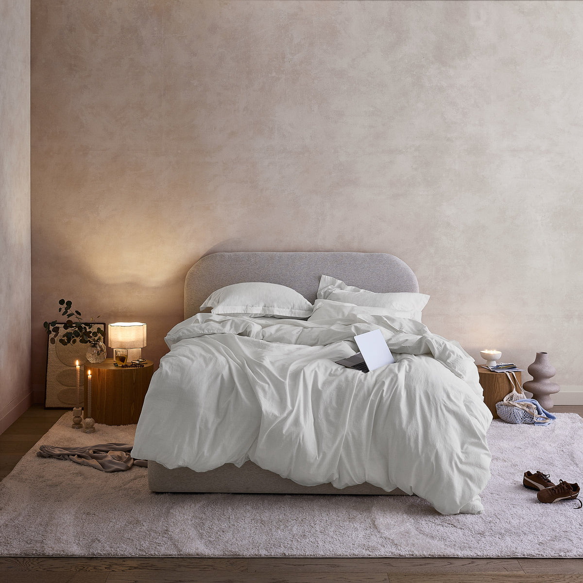 Hush Cloud Relaxed Weave Sheet Set - Snow