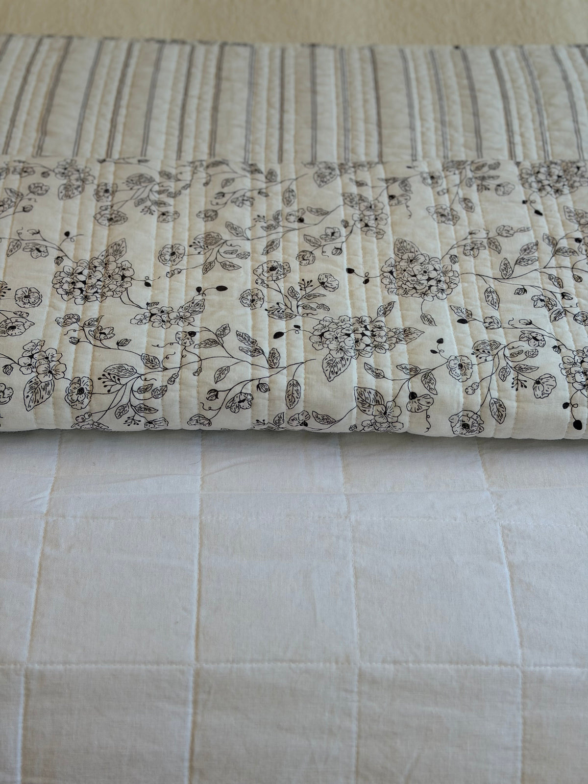 CHOCOLATE BROWN FLORAL QUILT CAMPAGNE