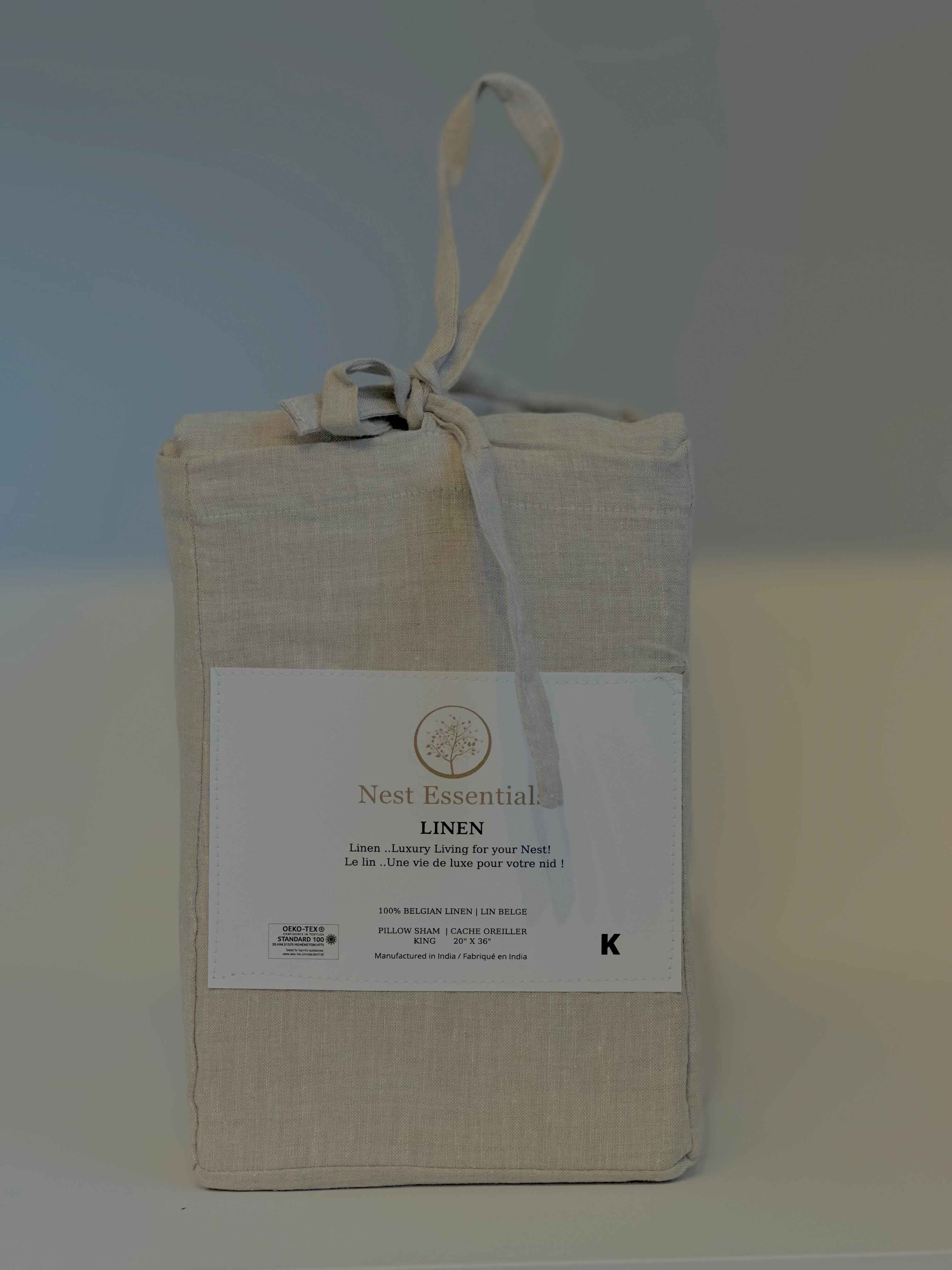 Jette Linen Pillow Sham - Natural - 100% Belgian Linen