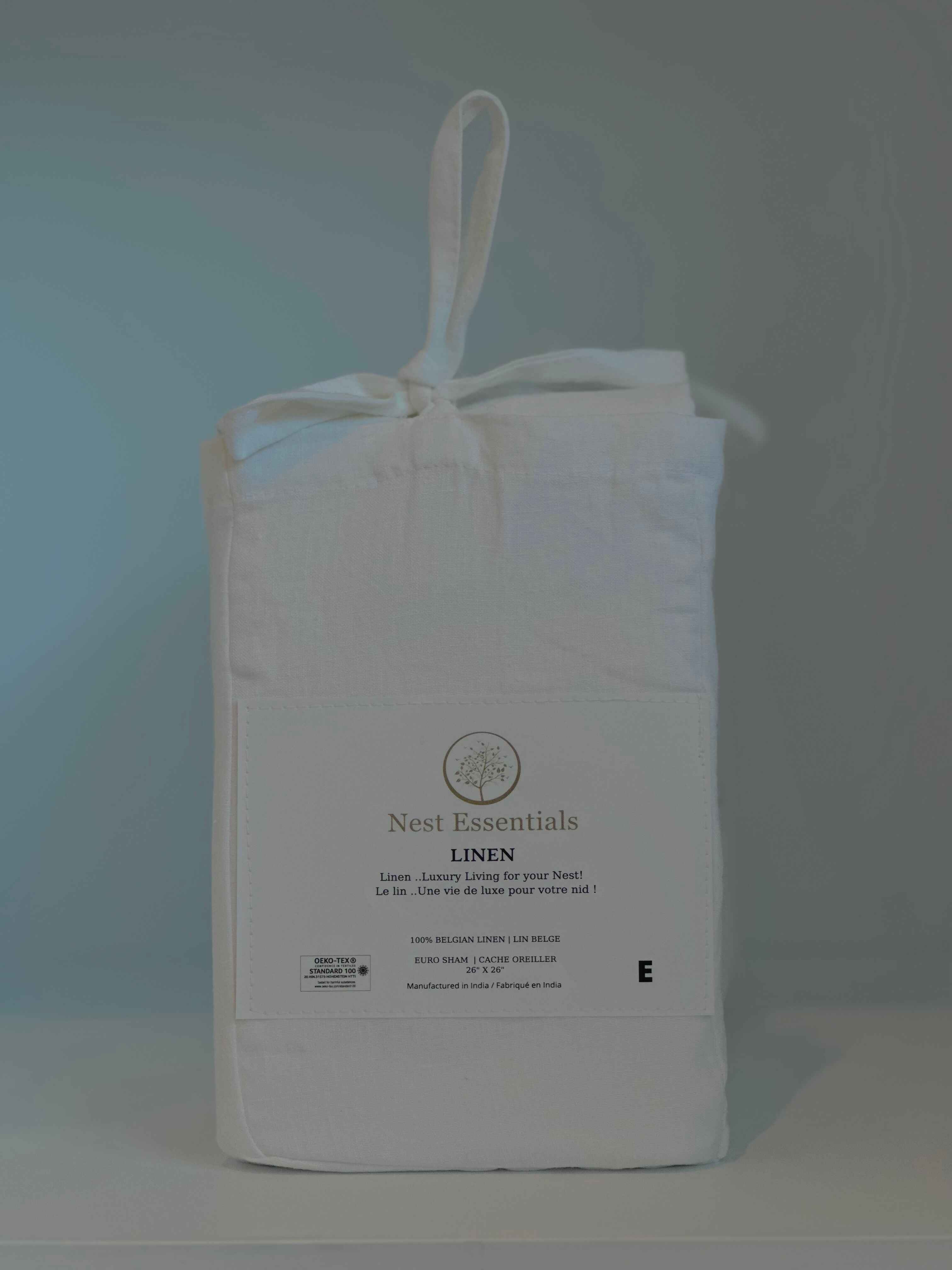 Jette Linen Pillow Sham - White - 100% Belgian Linen