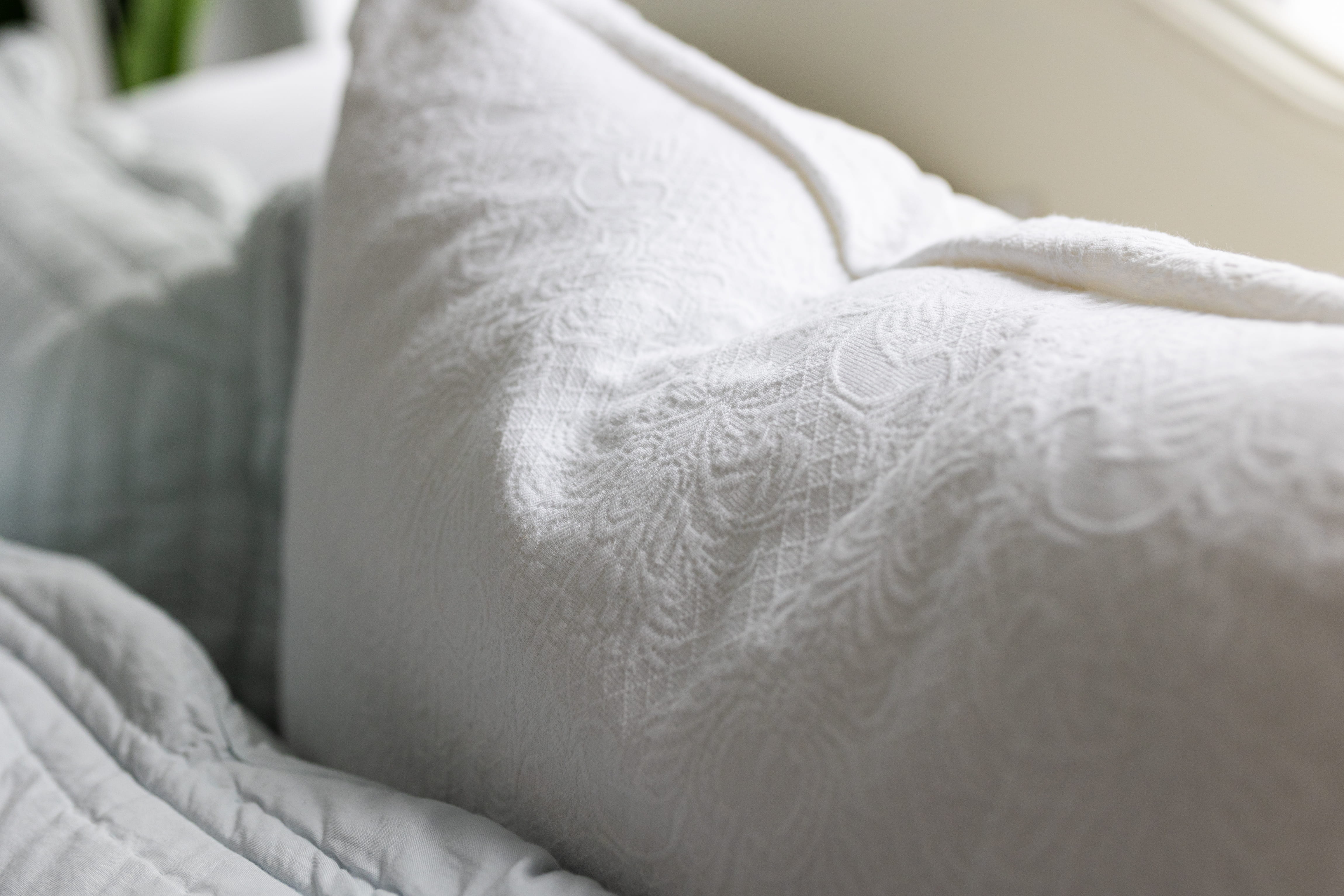 Floral Matalease Jacquard Duvet Cover Set - White Color - 100% Cotton