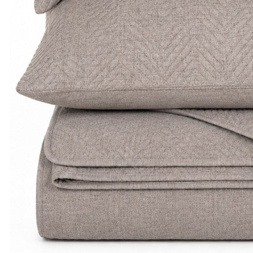 Nelson Taupe Quilt Set - chevron stitching detail, Nest Essentials Canada