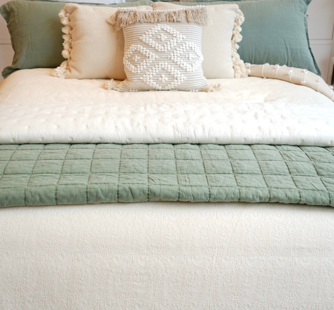 Floral Matalease Jacquard Duvet Cover Set - Natural Cotton Color - 100% Cotton