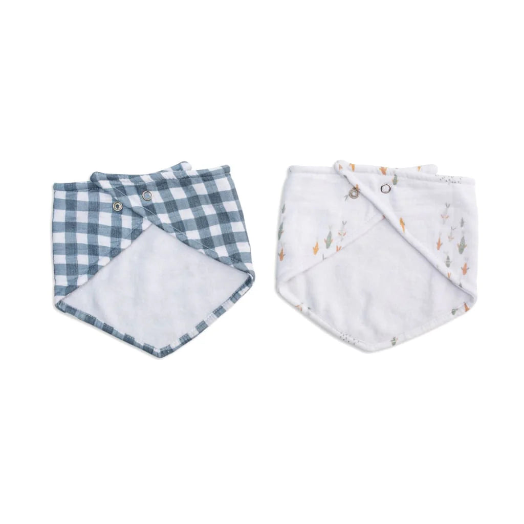 Navy Gingham & Fish - Bandana Baby Bibs
