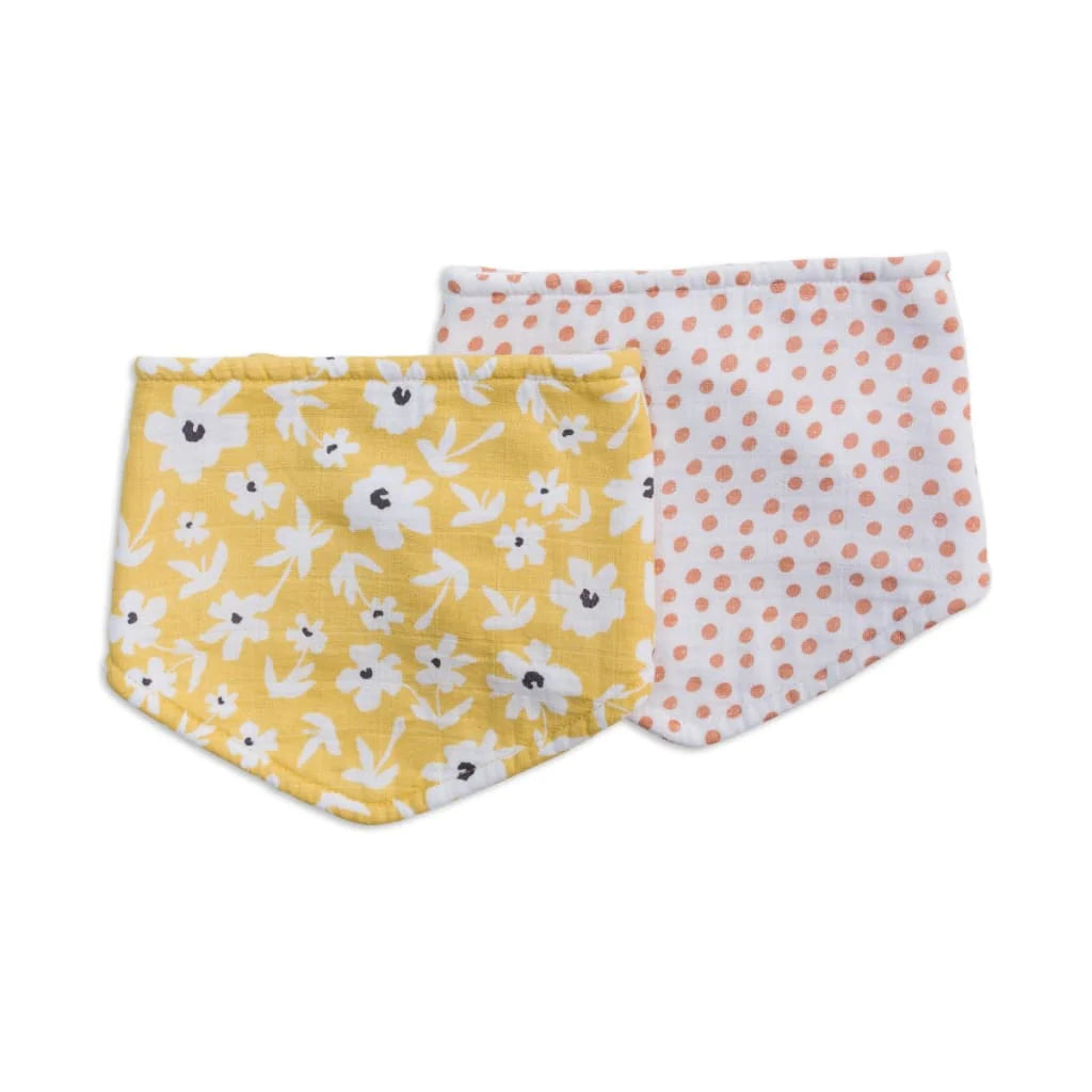 Yellow Wildflowers & Dots - Bandana Baby Bibs