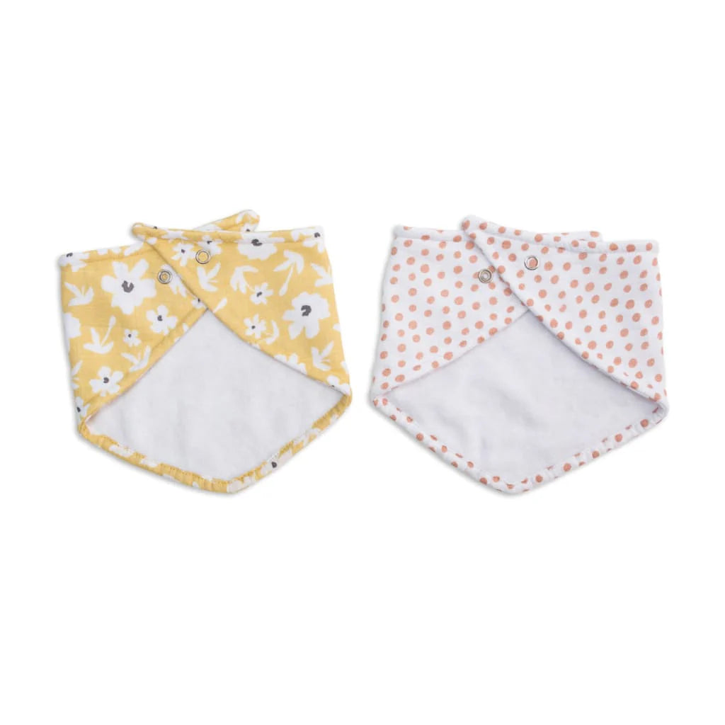 Yellow Wildflowers & Dots - Bandana Baby Bibs