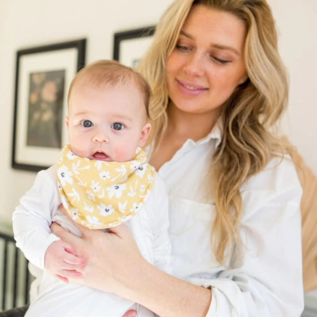 Yellow Wildflowers & Dots - Bandana Baby Bibs
