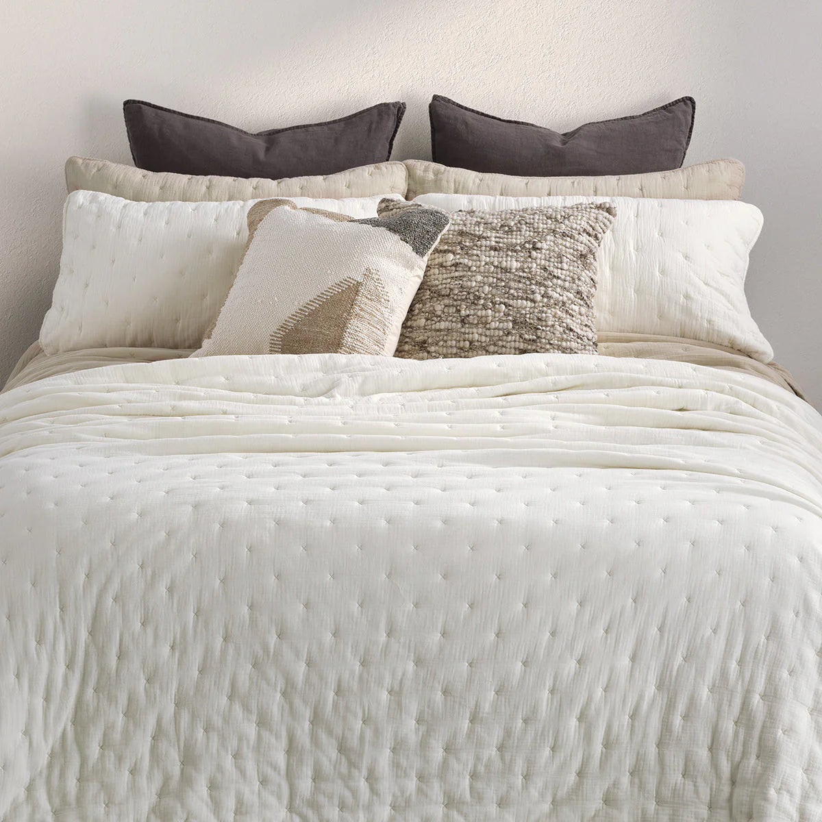 MUSLIN COTTON SOLID CREAM QUILT