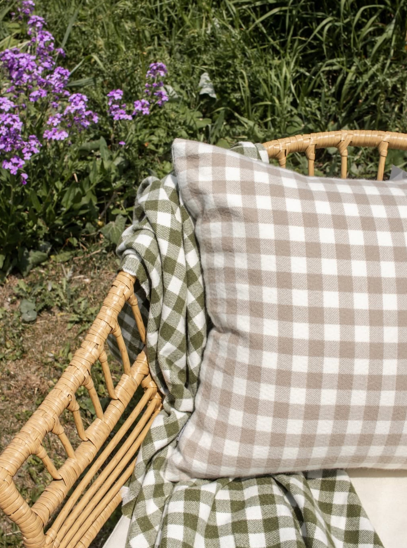 Taupe Plaid Cushion