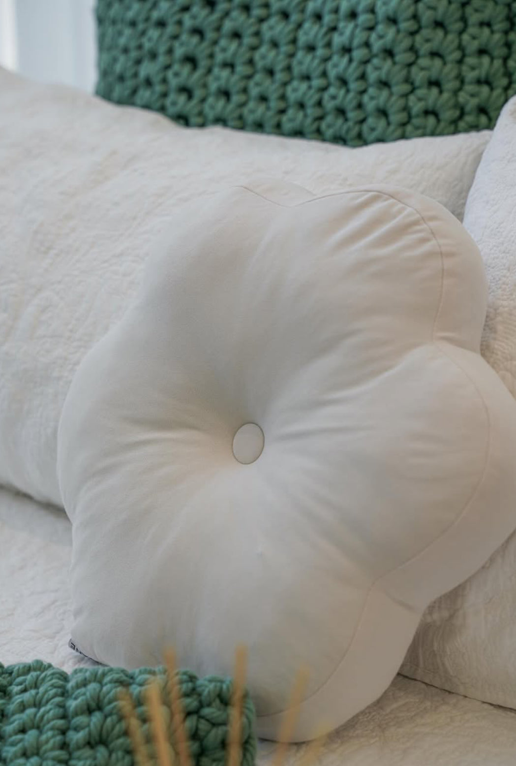 Cream Flower Cushion