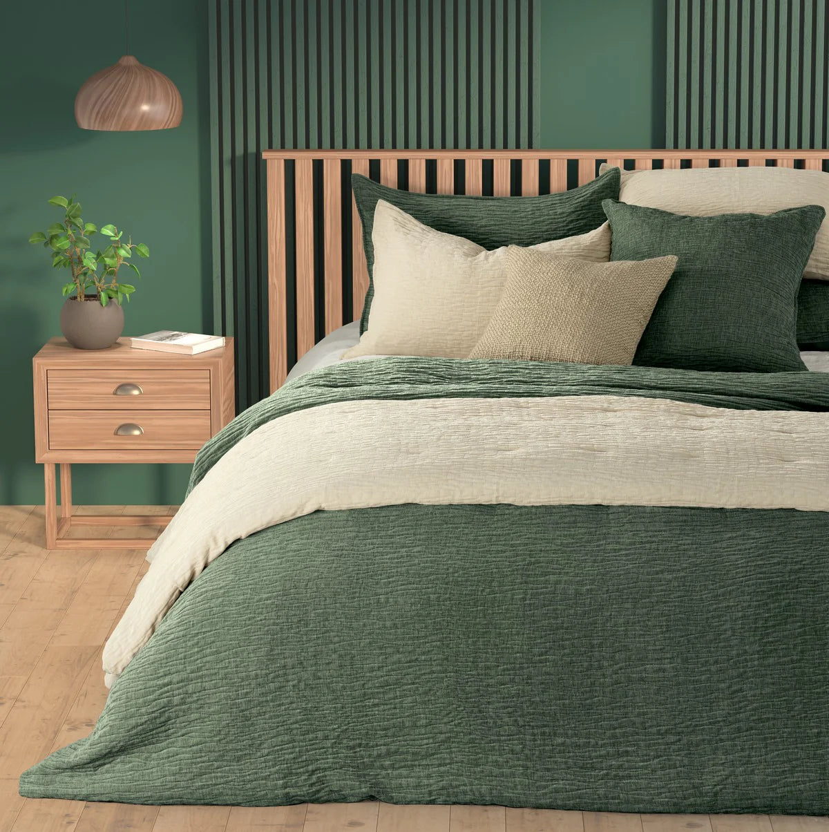 BARBARA GREEN TEXTURED DUVET COVER