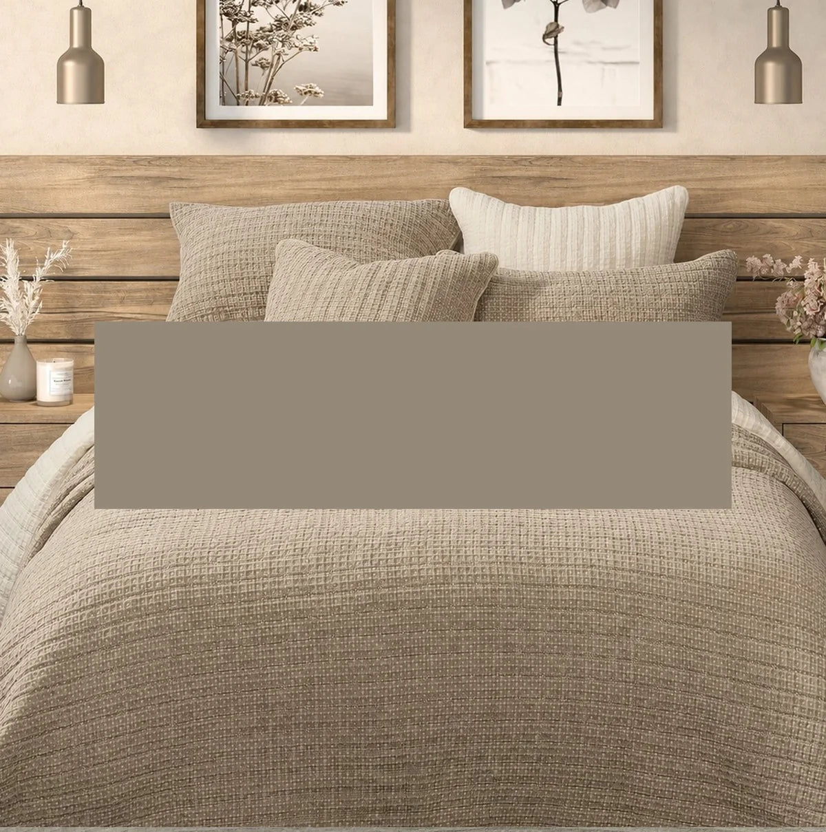 SPIRIT TAUPE WAFFLE COTTON QUILT