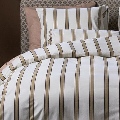 DUNE IVORY DUVET COVER WITH TAN AND BURGUNDY STRIPES