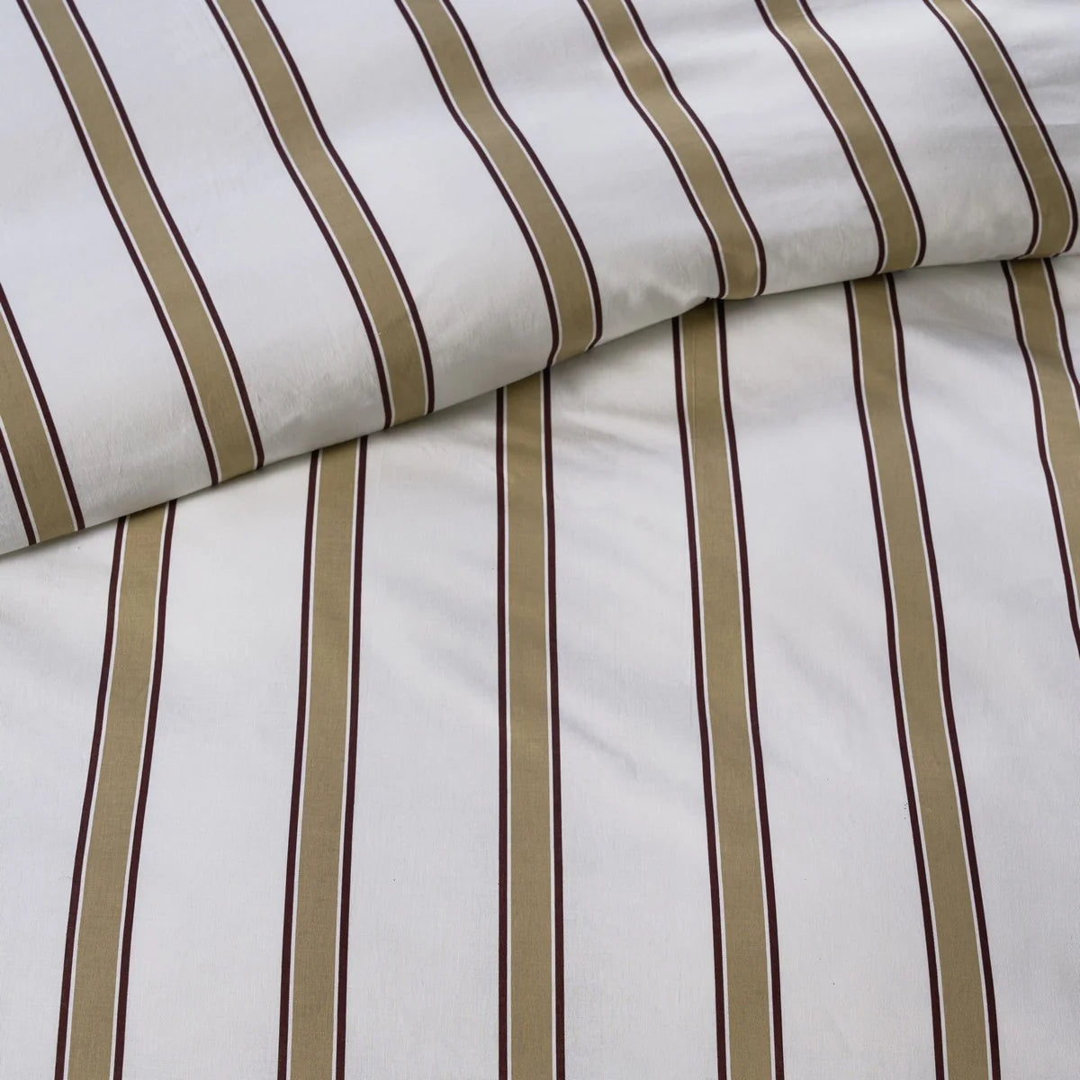 DUNE IVORY DUVET COVER WITH TAN AND BURGUNDY STRIPES