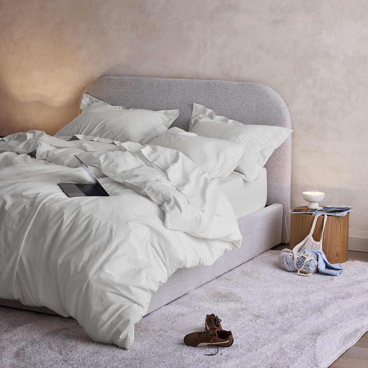 Hush Cloud Relaxed Weave Sheet Set - Snow