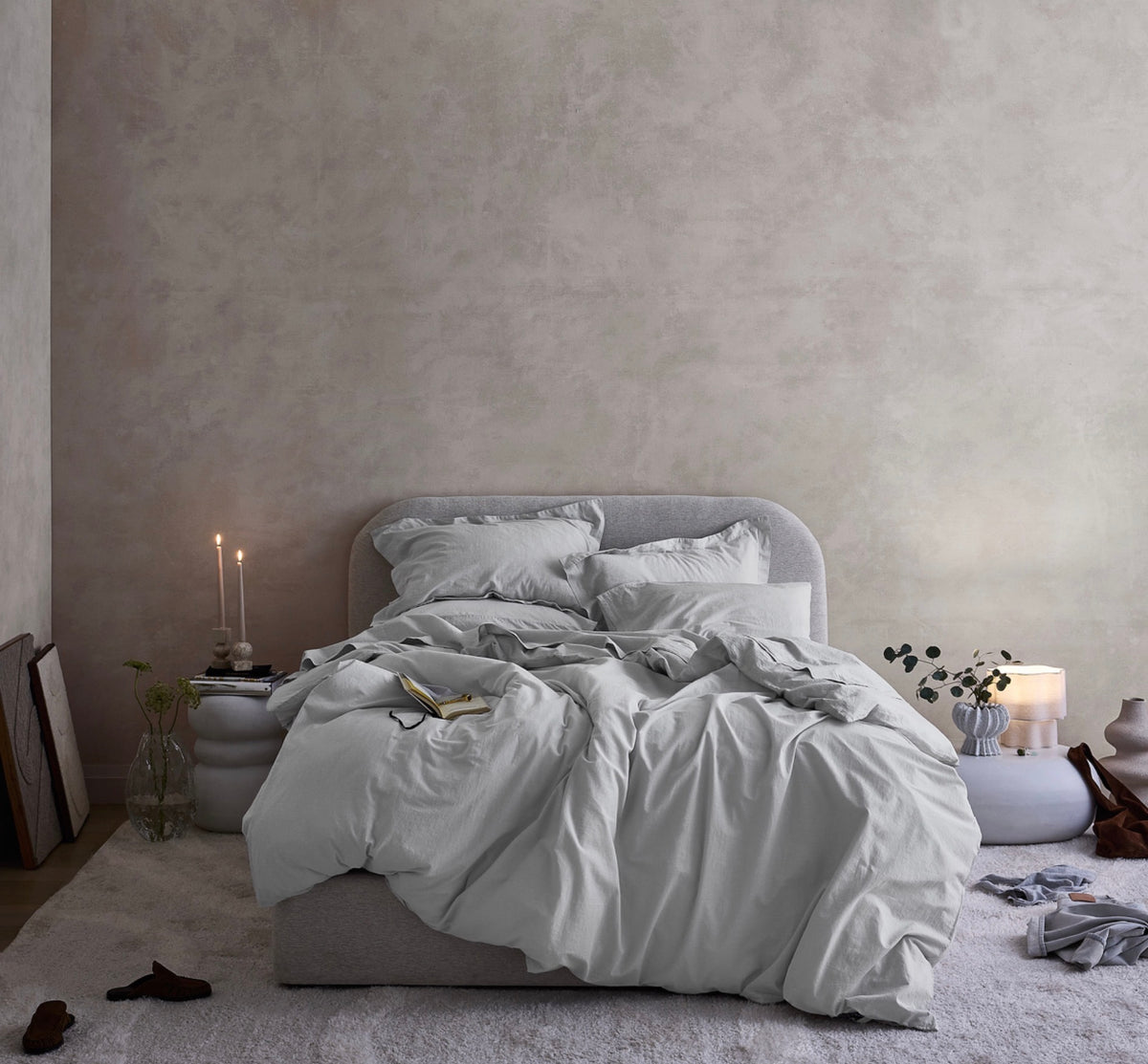 Hush Cloud Relaxed Weave Sheet Set - Fog
