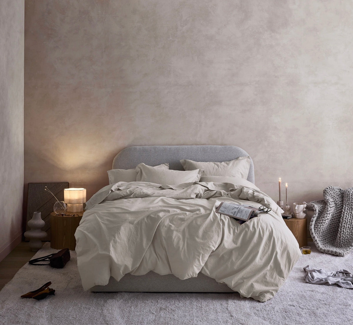 Hush Cloud Relaxed Weave Sheet Set - Sand
