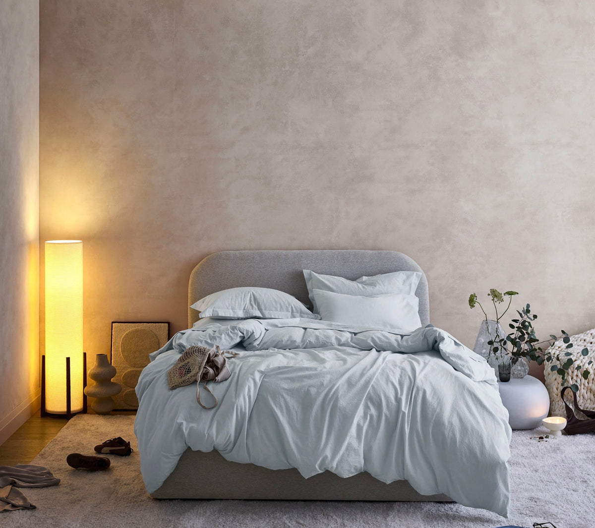 Hush Cloud Relaxed Weave Sheet Set - Sky