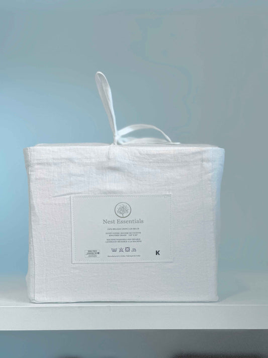 Jette Linen Duvet Cover – White - 100% Belgian Linen