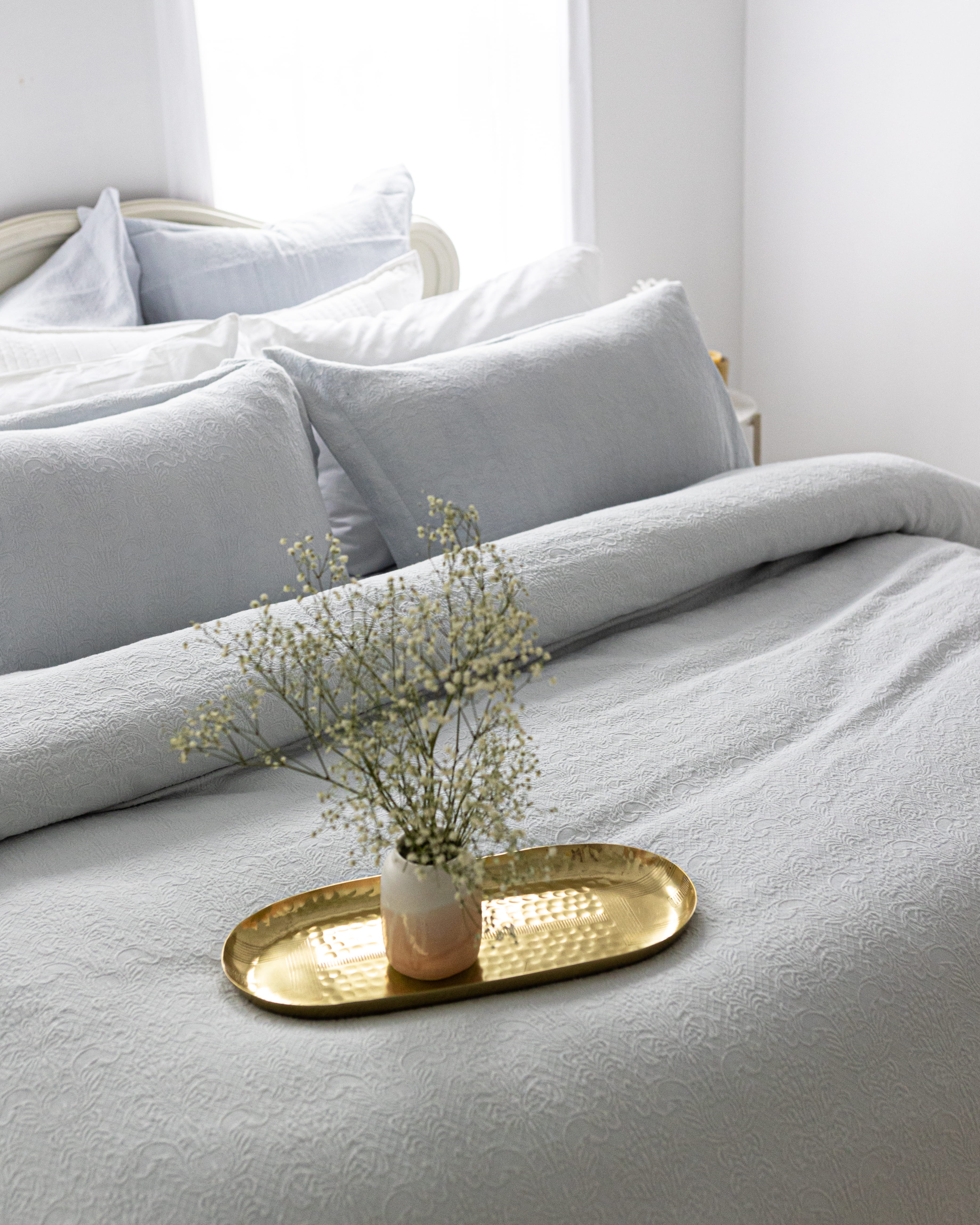 Floral Matalease Jacquard Duvet Cover Set - Ice Melt Color - 100% Cotton