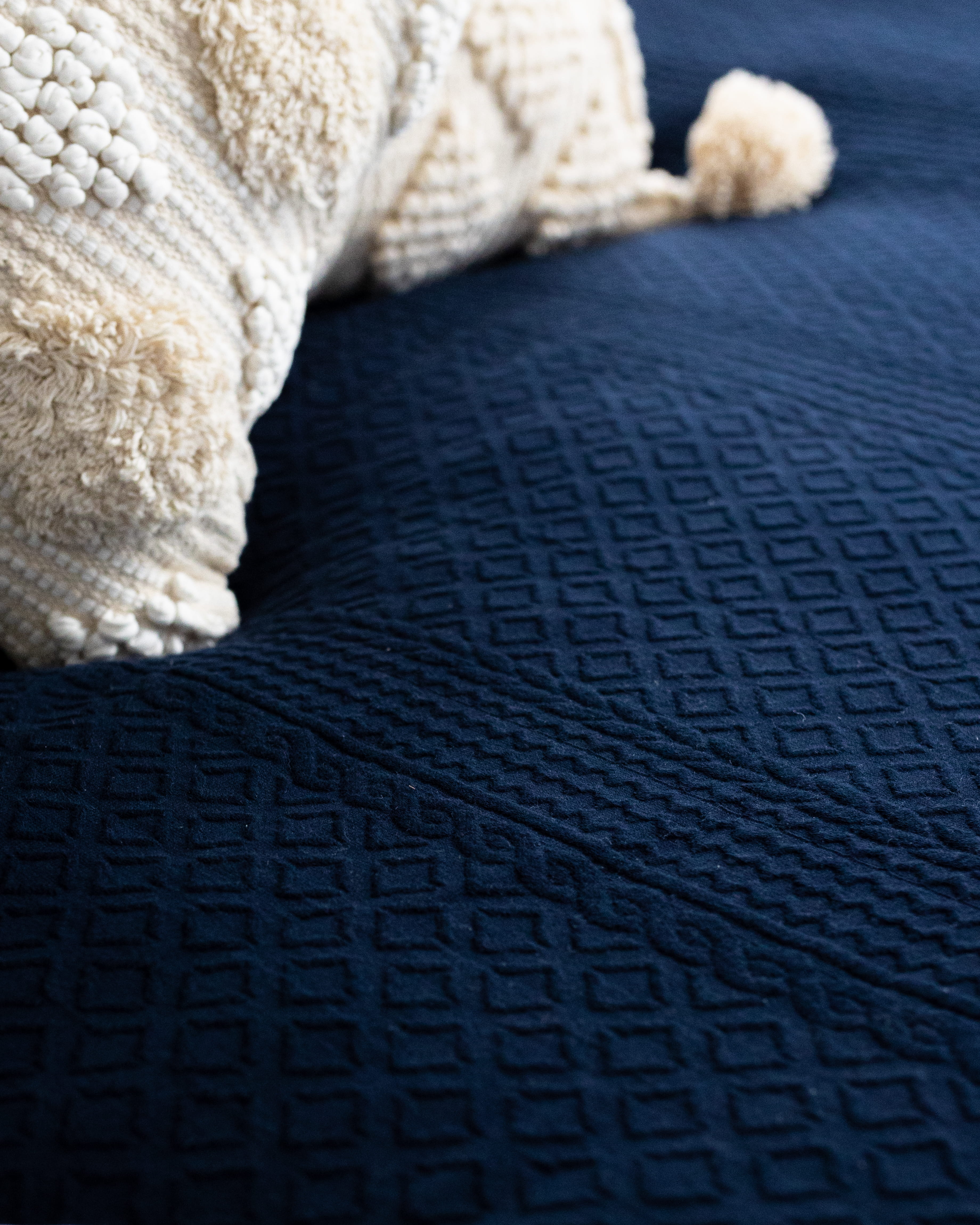 Floral Matalease Jacquard Duvet Cover Set - Navy Color - 100% Cotton