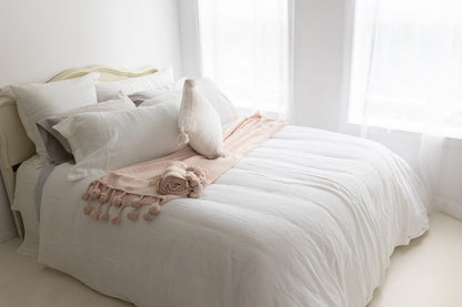 Floral Matalease Jacquard Duvet Cover Set - White Color - 100% Cotton