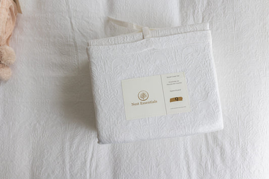 Floral Matalease Jacquard Duvet Cover Set - White Color - 100% Cotton