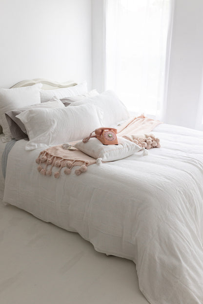 Floral Matalease Jacquard Duvet Cover Set - White Color - 100% Cotton